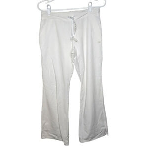 New Balance White Flare Scrub Pants Pockets Womens SM Comfy Work Medical Stretch